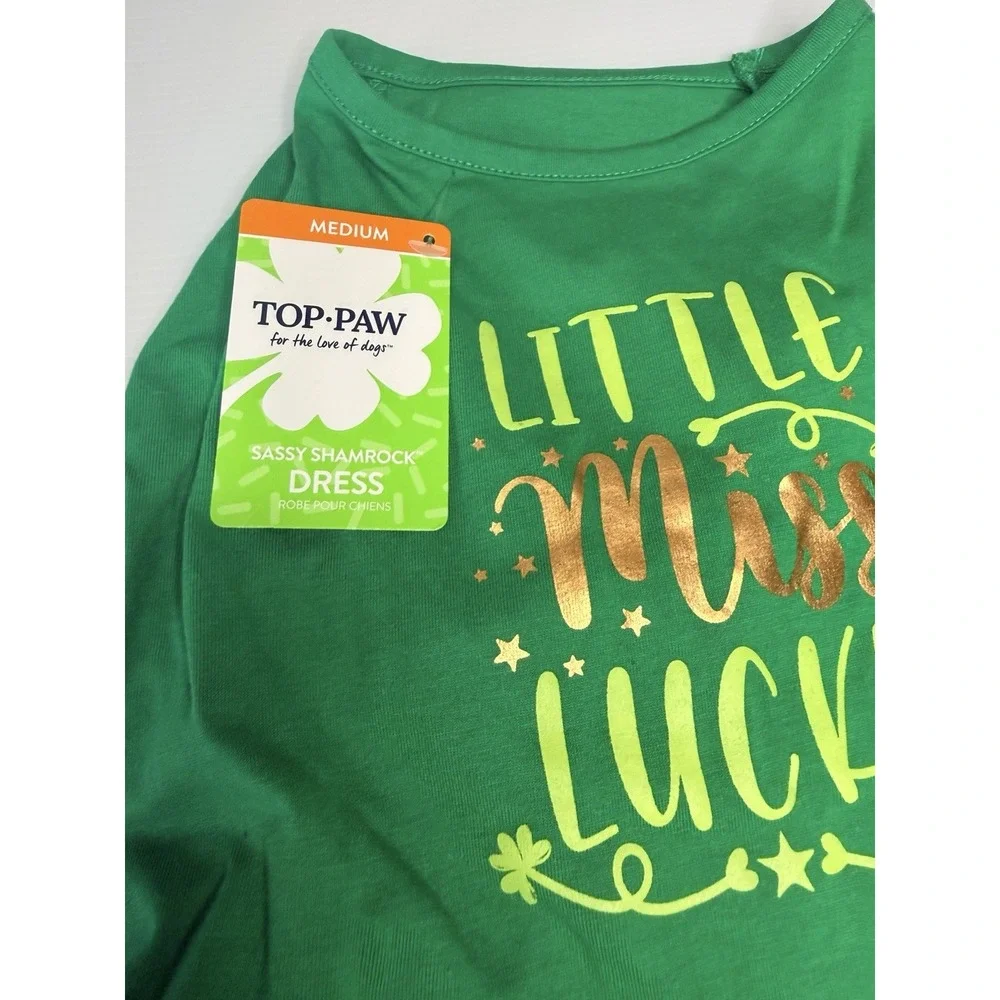 Top Paw Dog Dress Little Miss Lucky St Patrick's Day Size Medium NWT